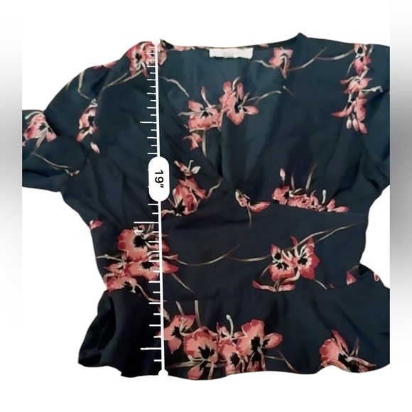 Louna Floral V-Neck Long Sleeve Smocked‎ Top in Green Sz XS - Picture 8 of 8